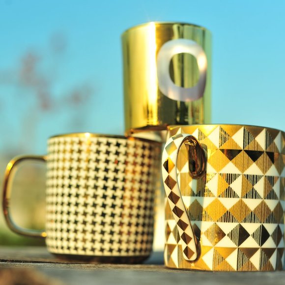 Anthro Gold Glassware Coffee Tea Mug Limited Edition Sold Out Everywhere! - Picture 2 of 14